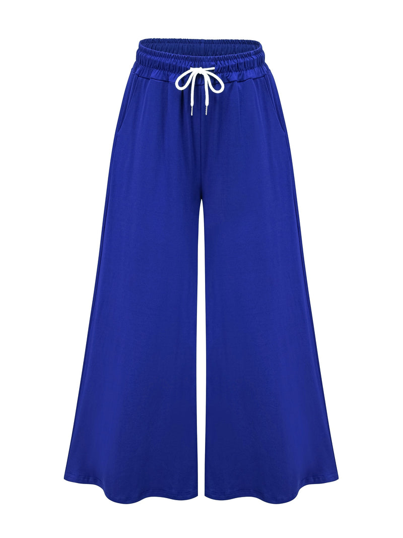 Women’s Plus Size Solid Drawstring Wide Leg Pants.