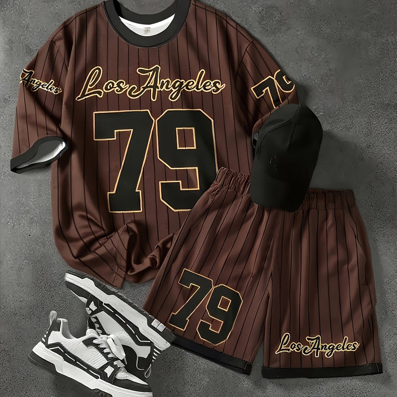 Men's Casual Short Sleeve T-Shirt and Shorts Set.
