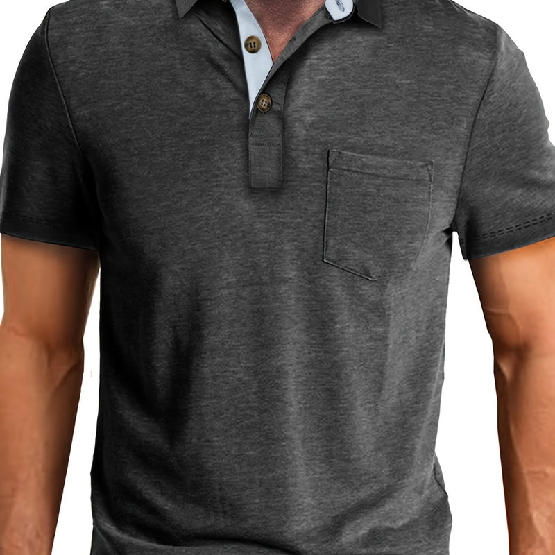 Men's Plaid Collar Pocket T-shirt.