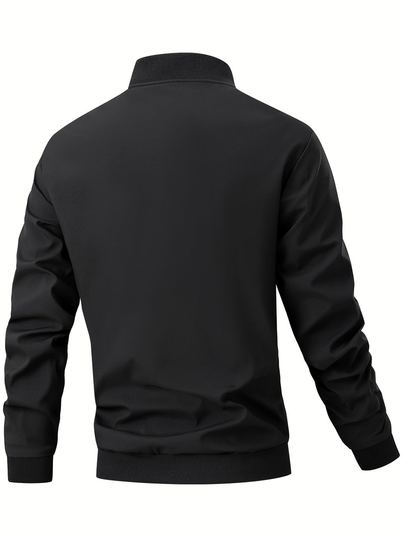 Men'S Casual Bomber Jacket | Spring-Autumn, Non-Stretch, Baseball Collar.