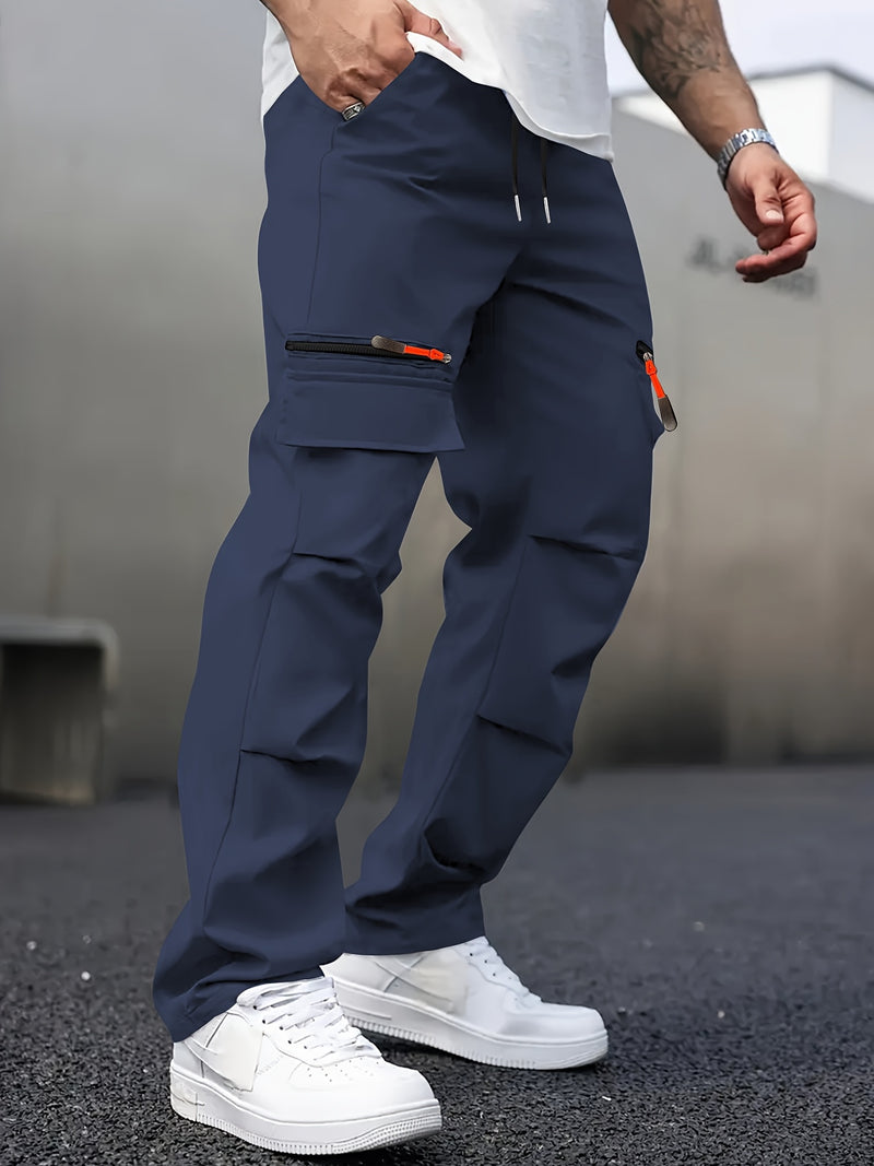Men's Casual Cargo Pants with Multiple Pockets.