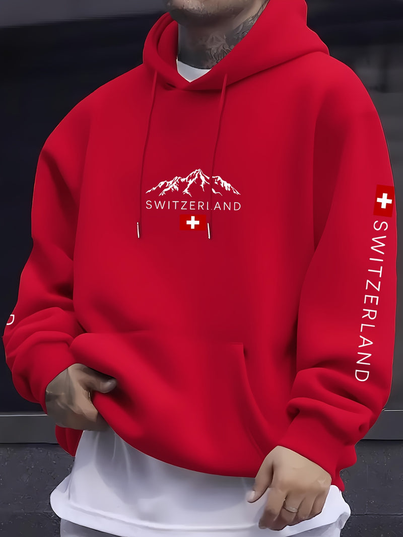 Men'S & Women'S Swiss Flag & Matterhorn Mountain Graphic Hooded Sweatshirt.