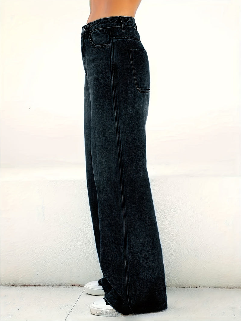 Women's Stretchy Mid-Rise Straight-Leg Jeans.