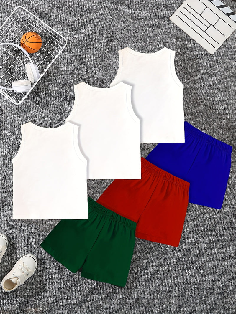 6pcs Set for Baby Boys Featuring a Trendy Summer Outfit.