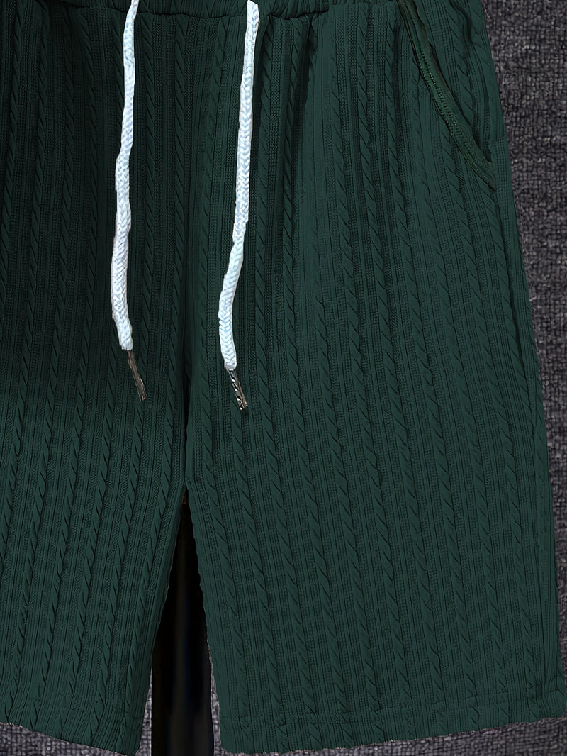 Men'S Casual Fashion Set Featuring a Top And Shorts.