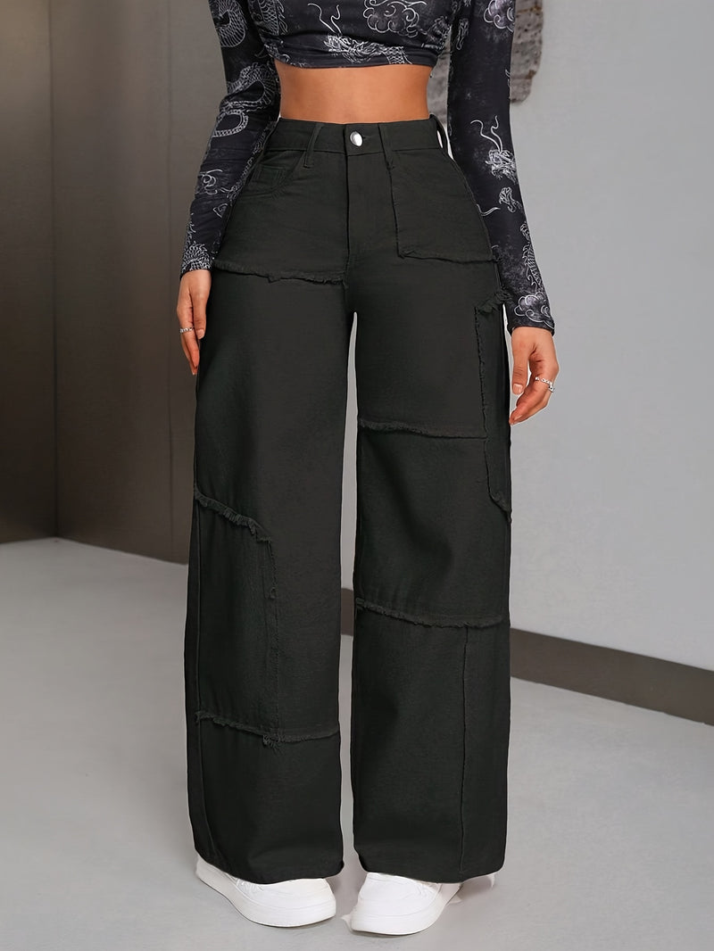 Women's Plus Size High-Waisted Wide Leg Jeans.