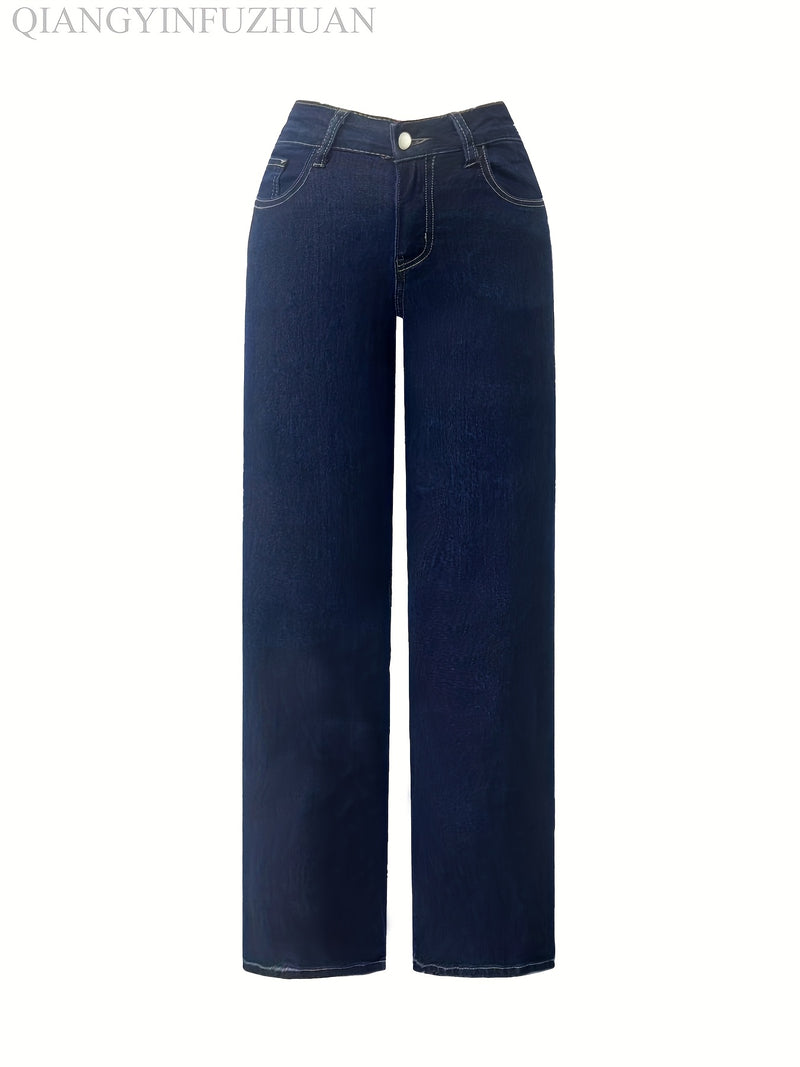 Ladies Loose Wide-Leg High-Waisted Elastic Comfortable Straight-Leg Long Pants.