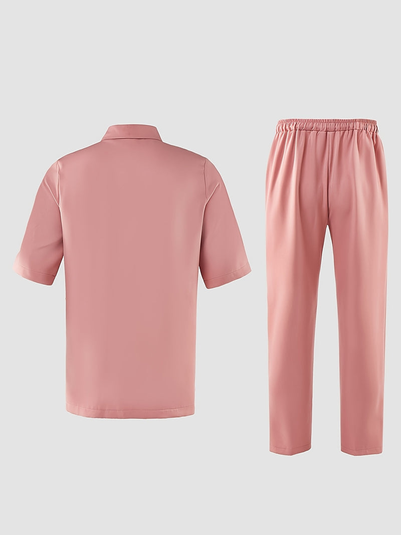 Men'S Casual 2pcs Set | Short Sleeve, Lapel Collar.