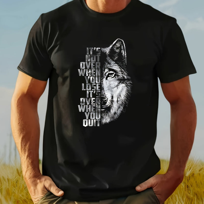 Men' Symbol 3D Wolf Print T-Shirt - Casual Outdoor.