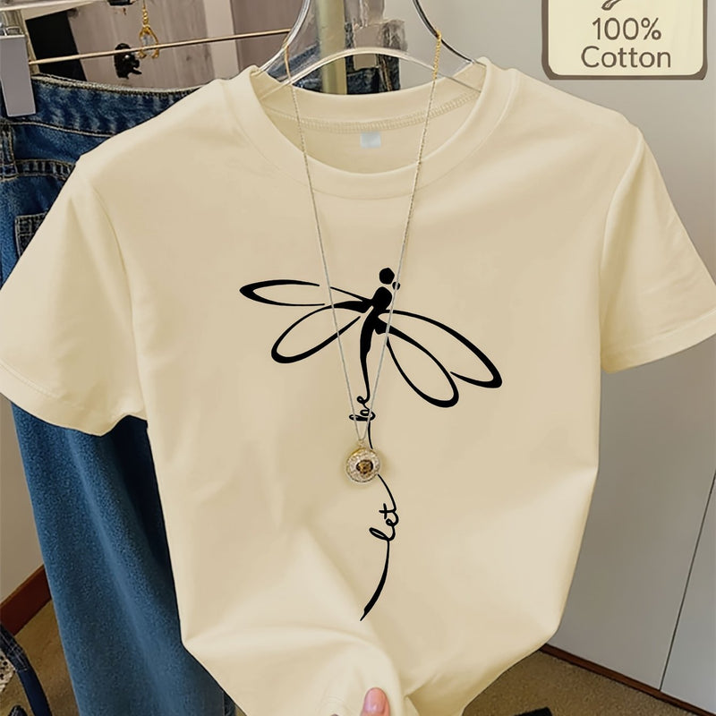 Women's Casual Home Printed Round Neck Pure Short Sleeve.