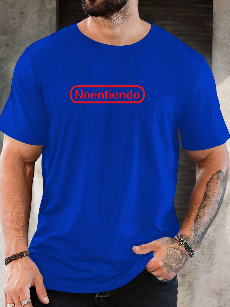 Men's Spanish "No Entiendo" Print Solid Color Casual T-Shirt.