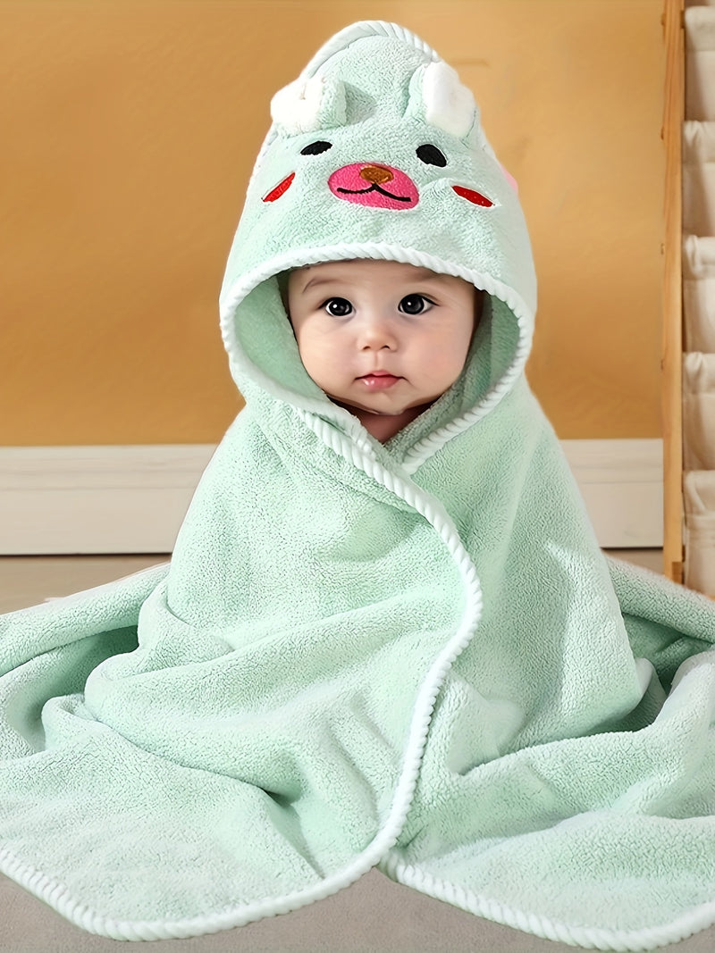 Baby's Animal Pattern Hooded Bathrobe, Multi-functional & Highly Absorbent.