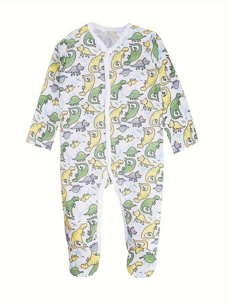 4pcs Bamboo Fiber Footed Onesies for Newborn Boys.