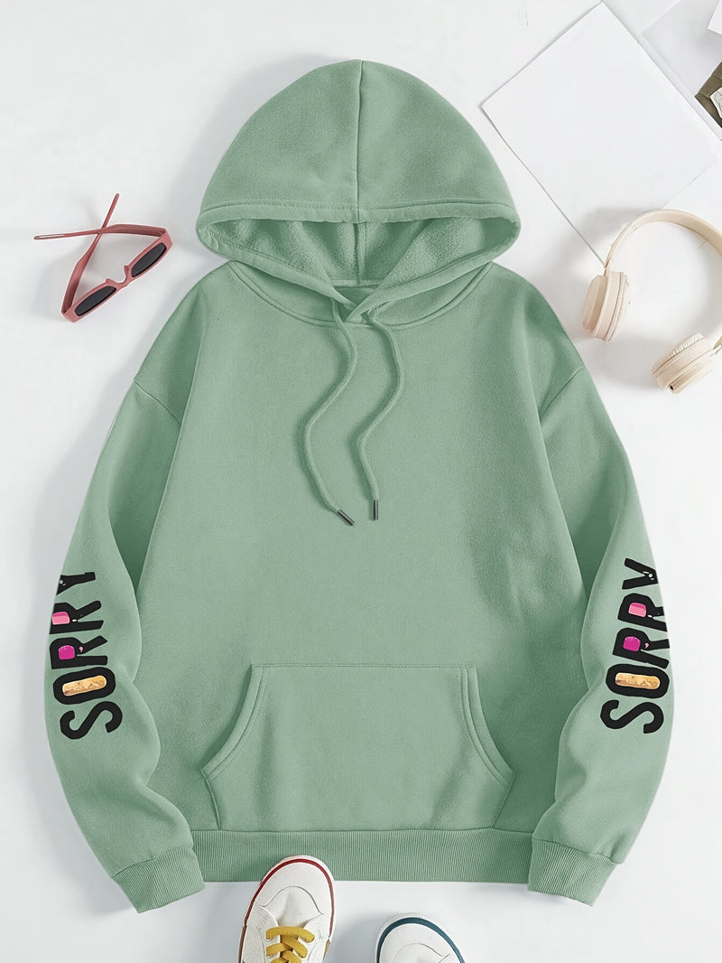 Women’s Sorry Slogan Print Hoodie.