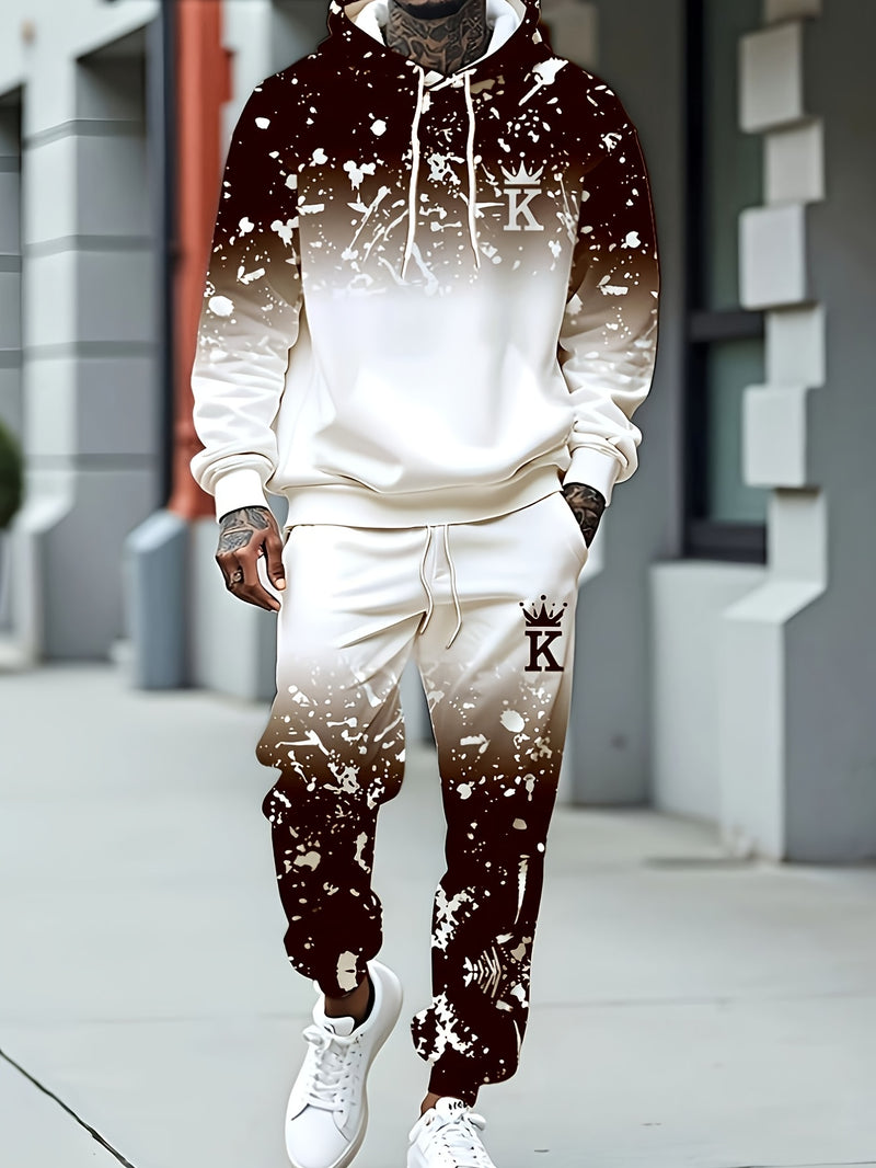 Men's Casual Sportswear Set - Fashionable American Letter.