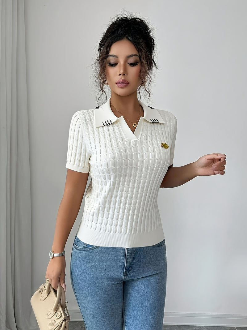 Women's White Short-Sleeve Shirt.