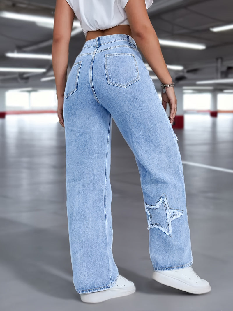 Women’s Elastic Star Straight-leg Pants.