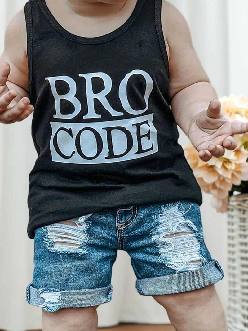 0-3 Years Toddler Boys Summer Outfit Set Round Neck Sleeveless.