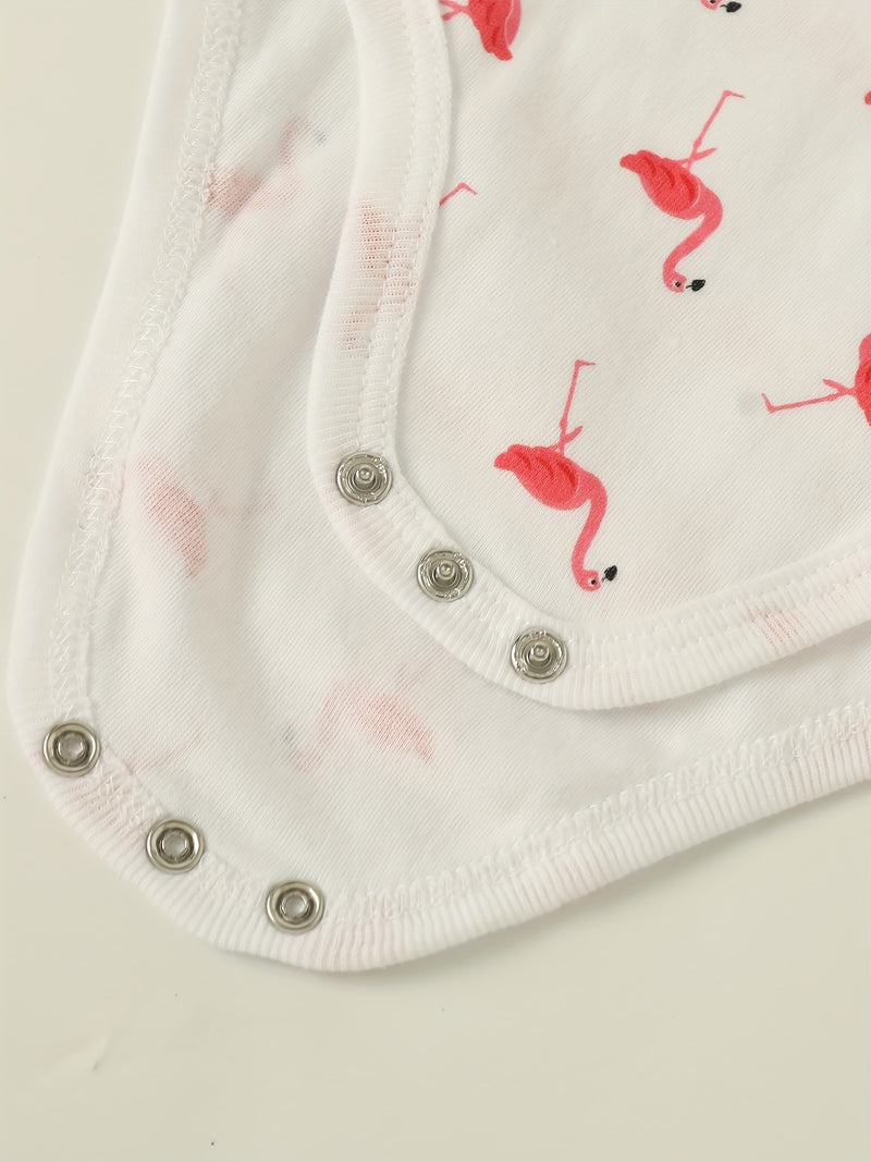 5pcs Newborn Baby Girl Bodysuit Set, Cute Casual Romper with Embroidery.