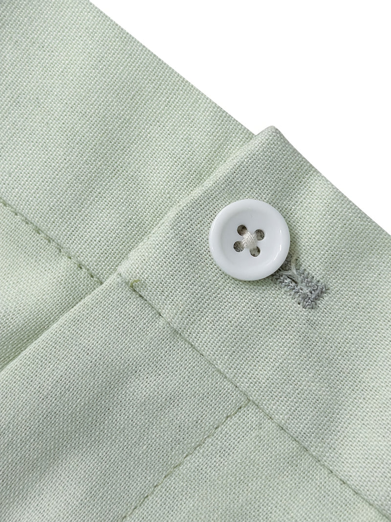 Men's Fashion Green Loose Short Top Two-Piece Set.