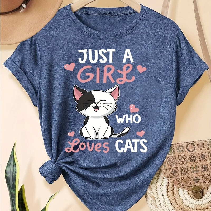 Women's Casual Cat Lover Graphic Tee.