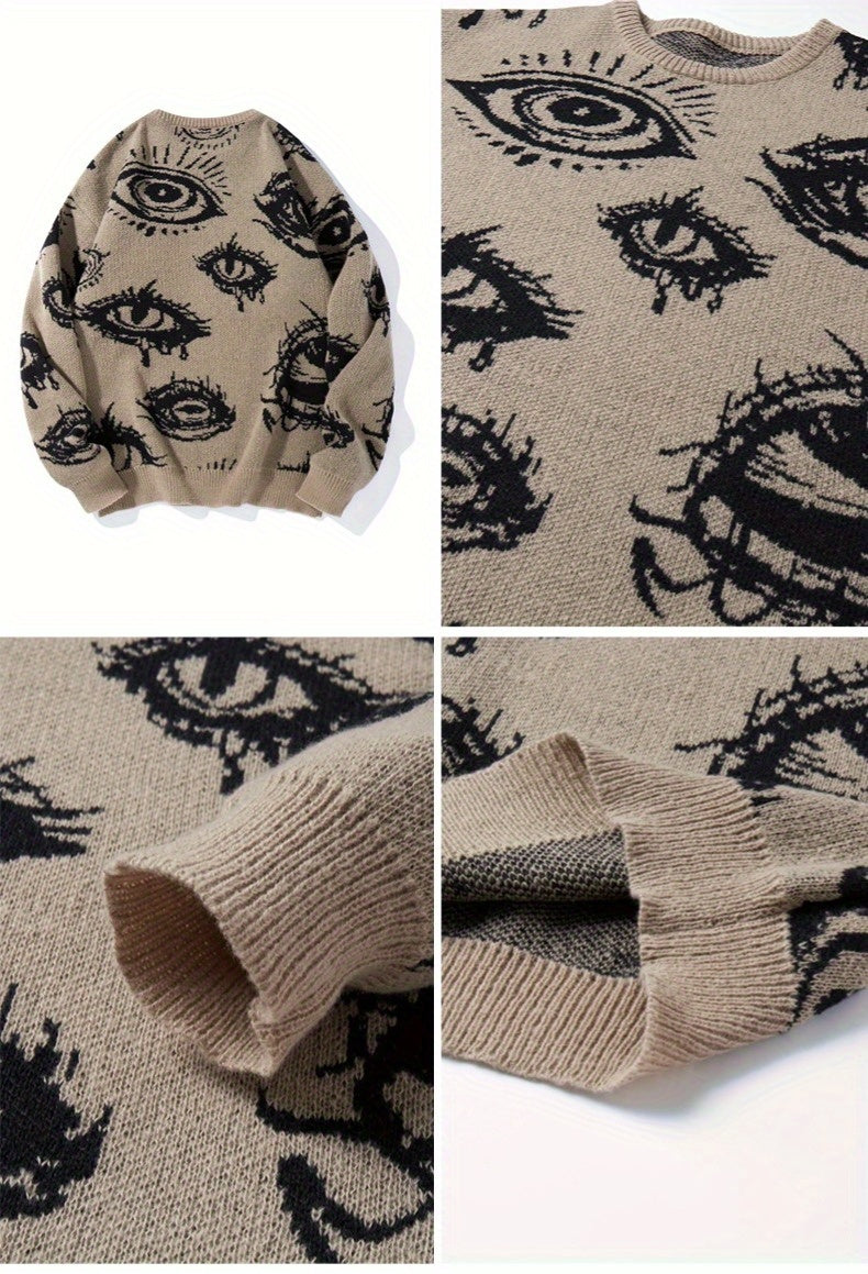 Men’s Round Neck Street Style Pullover with Contrasting Colors.