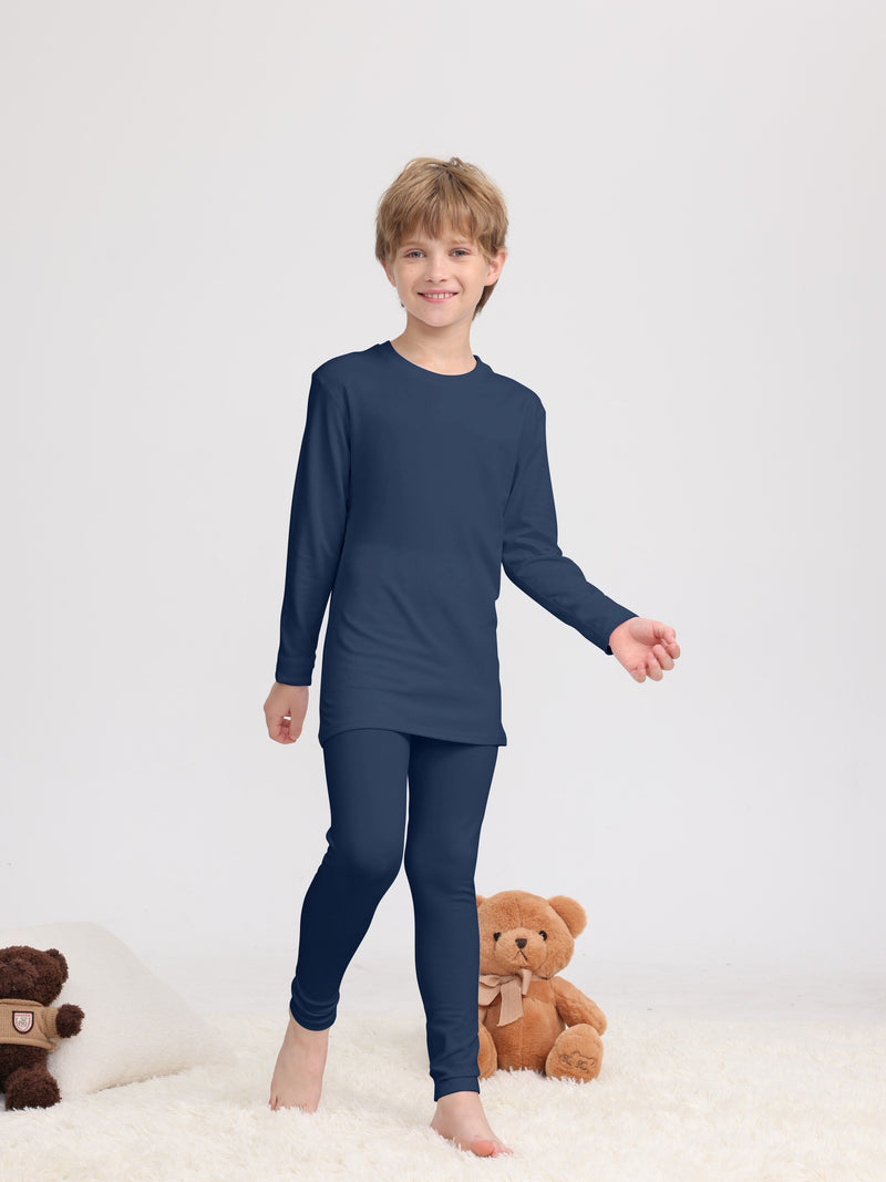 Warm Clothing Set for Boys, Featuring a Solid Color.