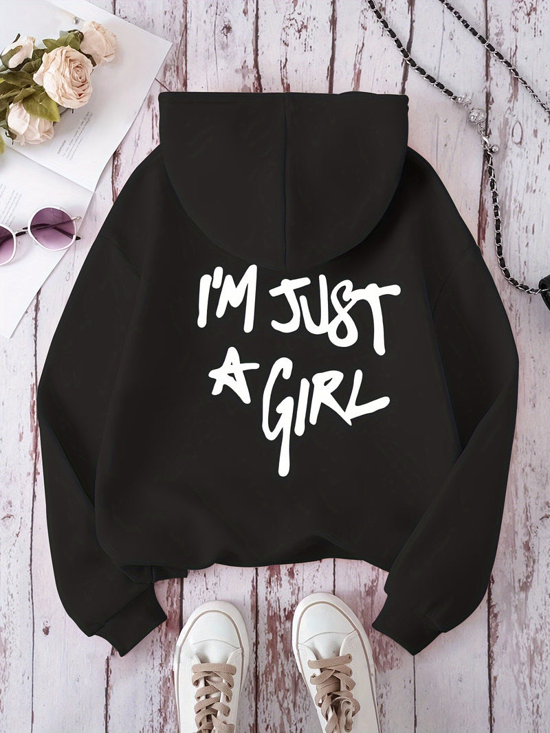 Women'S Oversized "I'M JUST A " Graphic Hooded Sweatshirt.