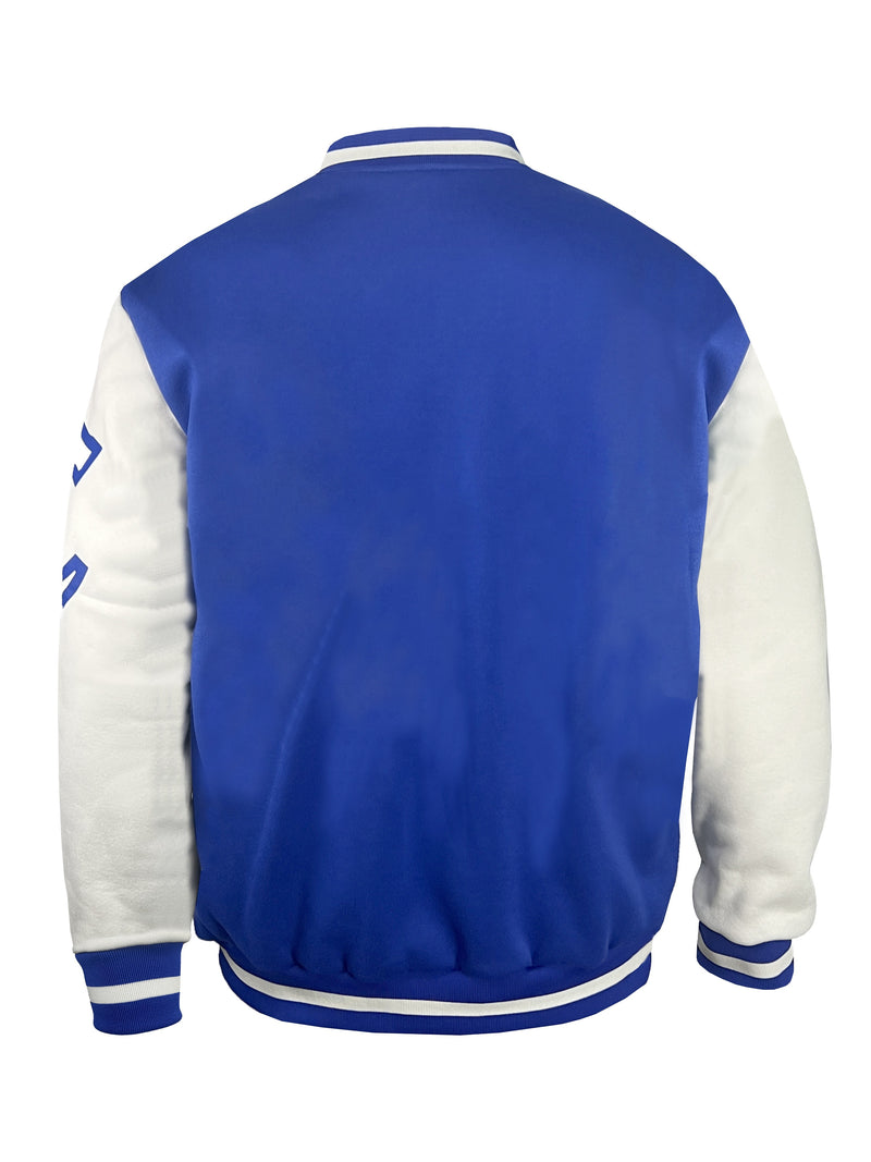 Men's Casual Letter Print Color Block Varsity Jacket, Baseball Jacket.