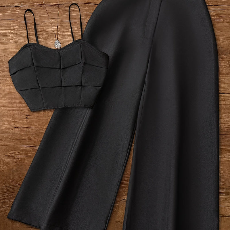 Women’s Solid Color Pants and Camisole Set.