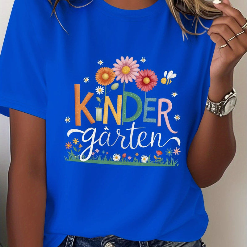 Kinder Garten With Playful Flowers Pure Women'S T-Shirt.