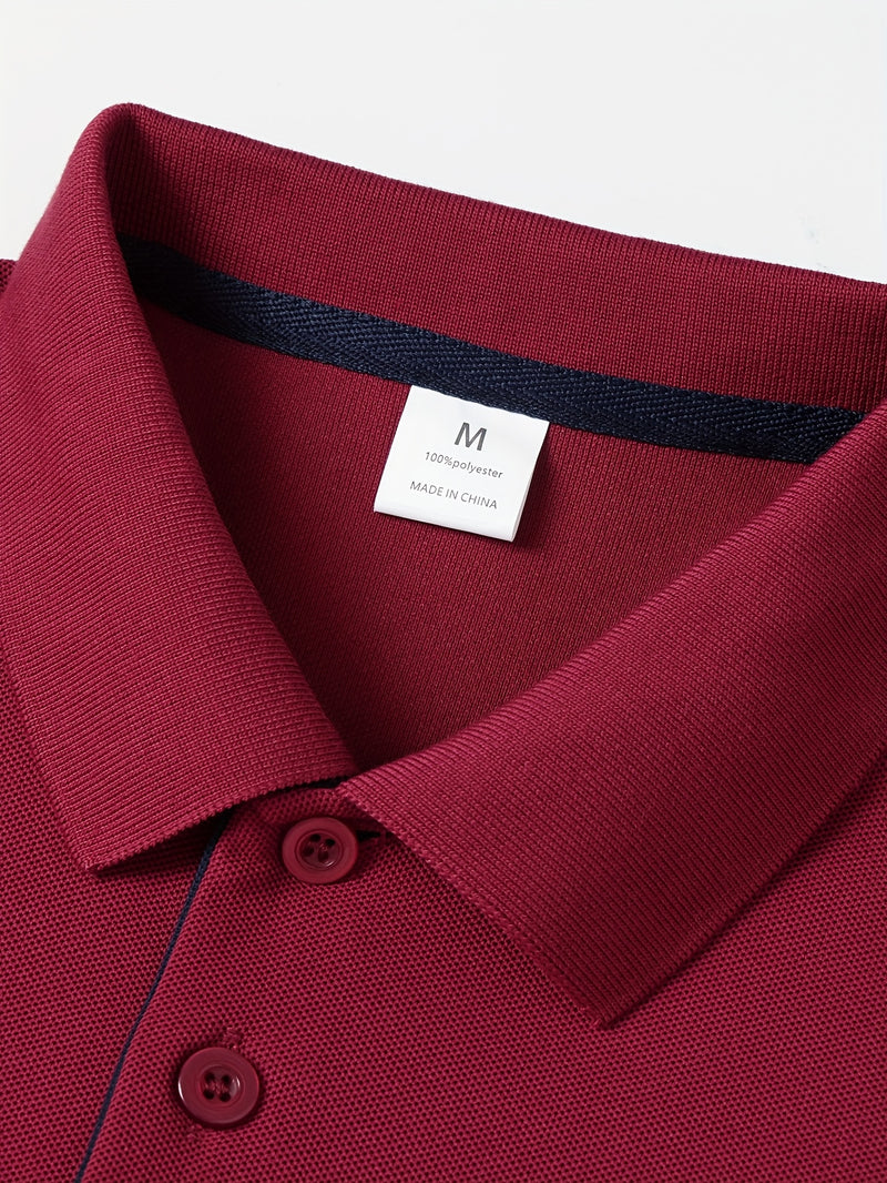 Men's Outdoor Golf and Equestrian Lapel Polo Shirt, Long Sleeve.