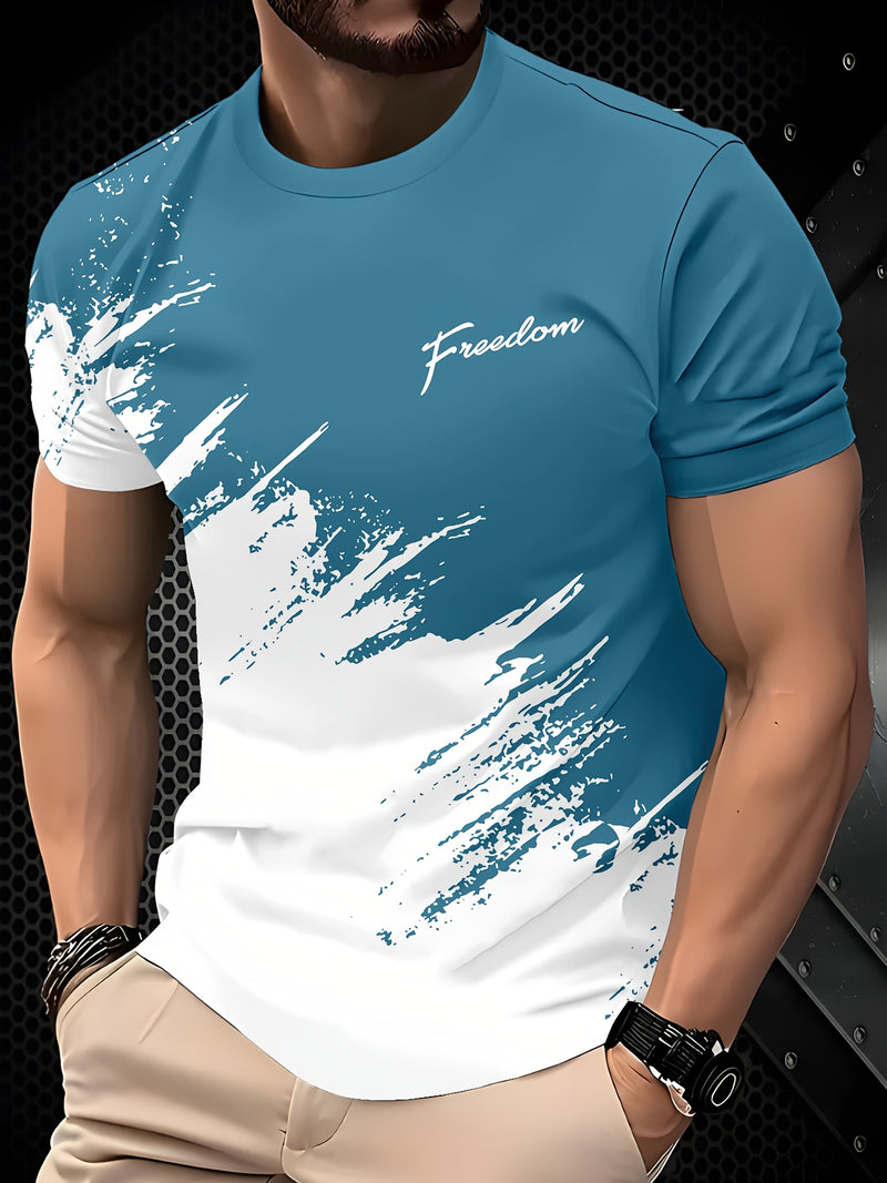 Men's 5pcs Letter Print Crew Neck Fashion Short Sleeve Sports T-Shirts.