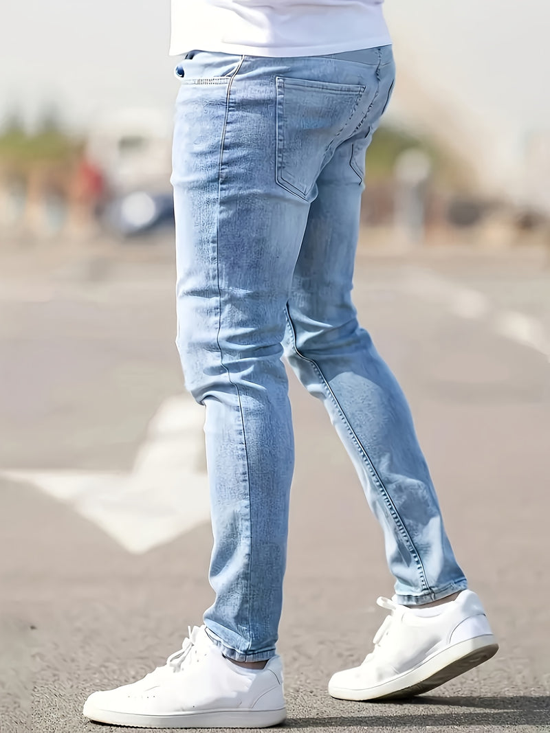 Men's Casual Slim Fit Stretch Denim Pants.