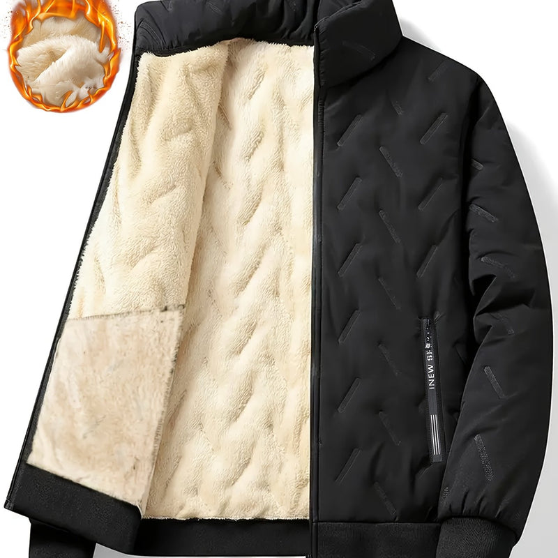 Men'S Winter Fashion Fleece Jacket with Zippered Pockets.