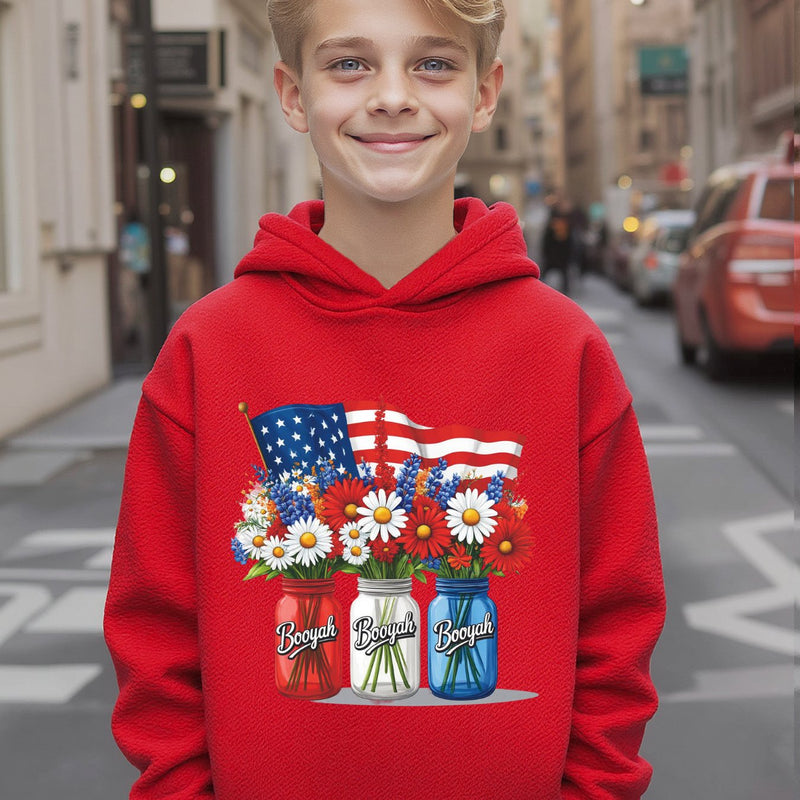 Boys USA Flag & Stars Stripes Hooded Sweatshirt - Boys 0-2 Years Old.