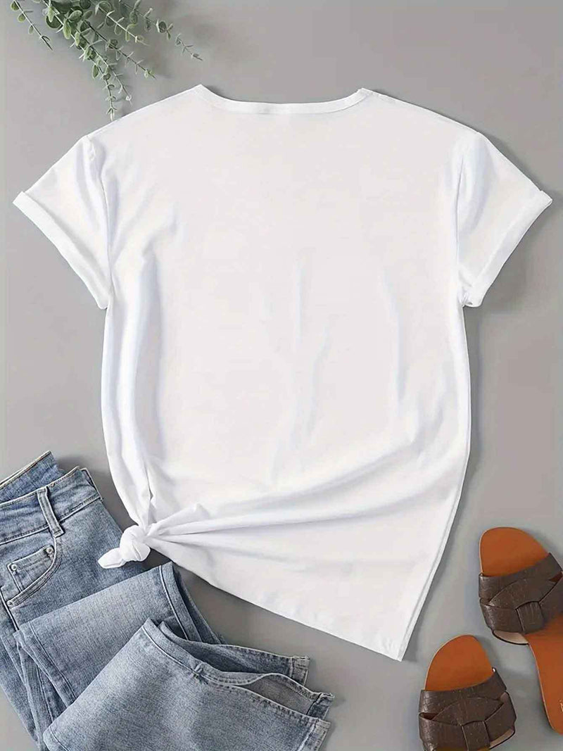 Ladies Sister Printed Short-Sleeve Round-Neck T-Shirt.