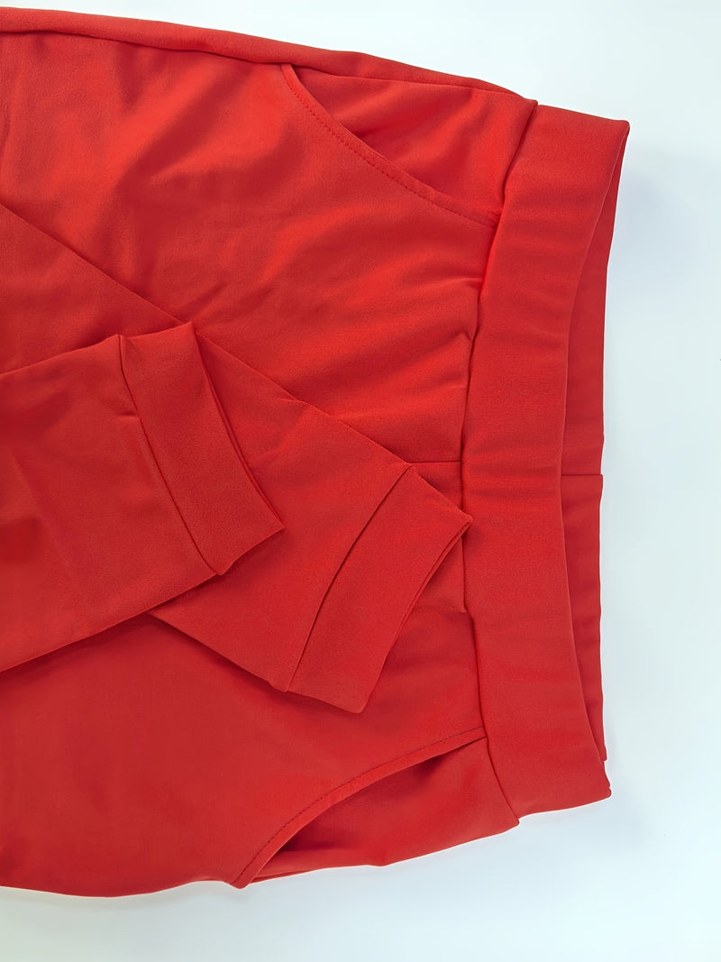 Women’s Single-Breasted Lapel Top, Tie-Up Two-Piece Set.