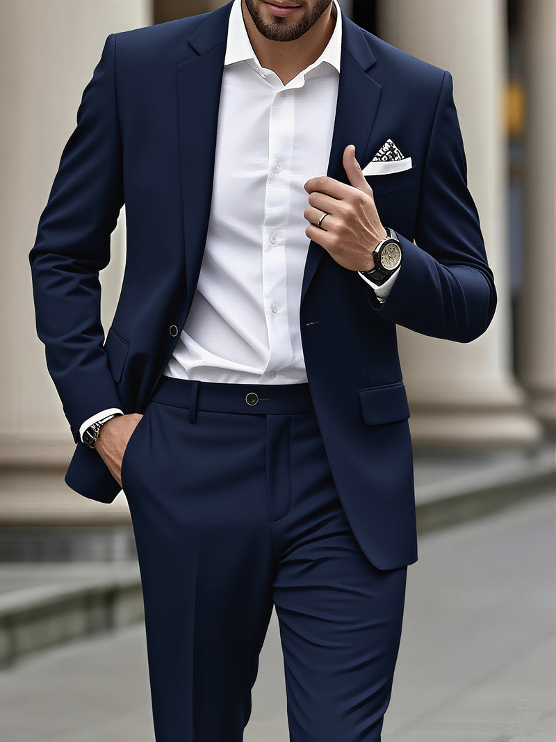 Men's 2pcs Suit Set, Blazer + Trousers, Stylish and Elegant Attire.