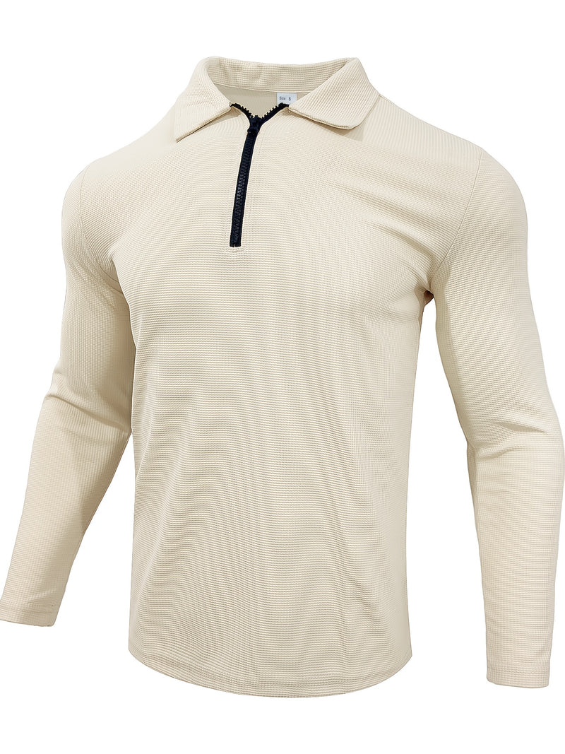 Trendy collar! Men's sports suit zipper design, preferred for daily outings.