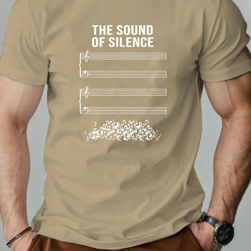 Men's Short Summer Casual T-Shirt with The Sound of Silence Design.