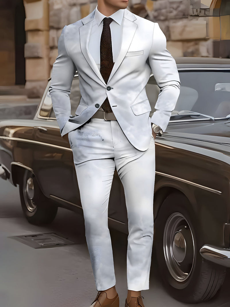 Men'S Suit Set Featuring a Blazer And Trousers.