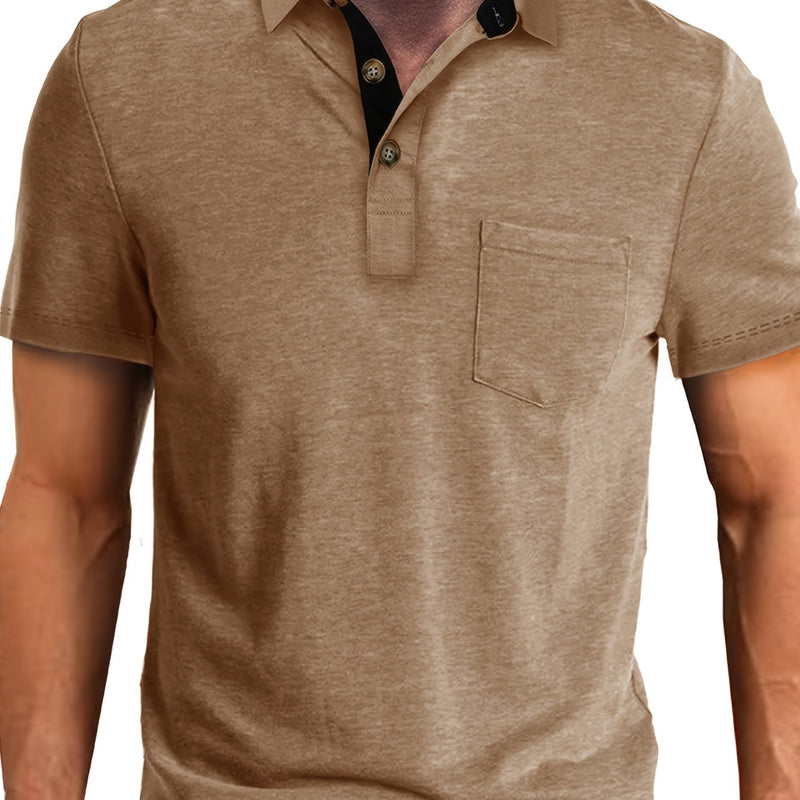 Men's Plaid Collar Pocket T-shirt.