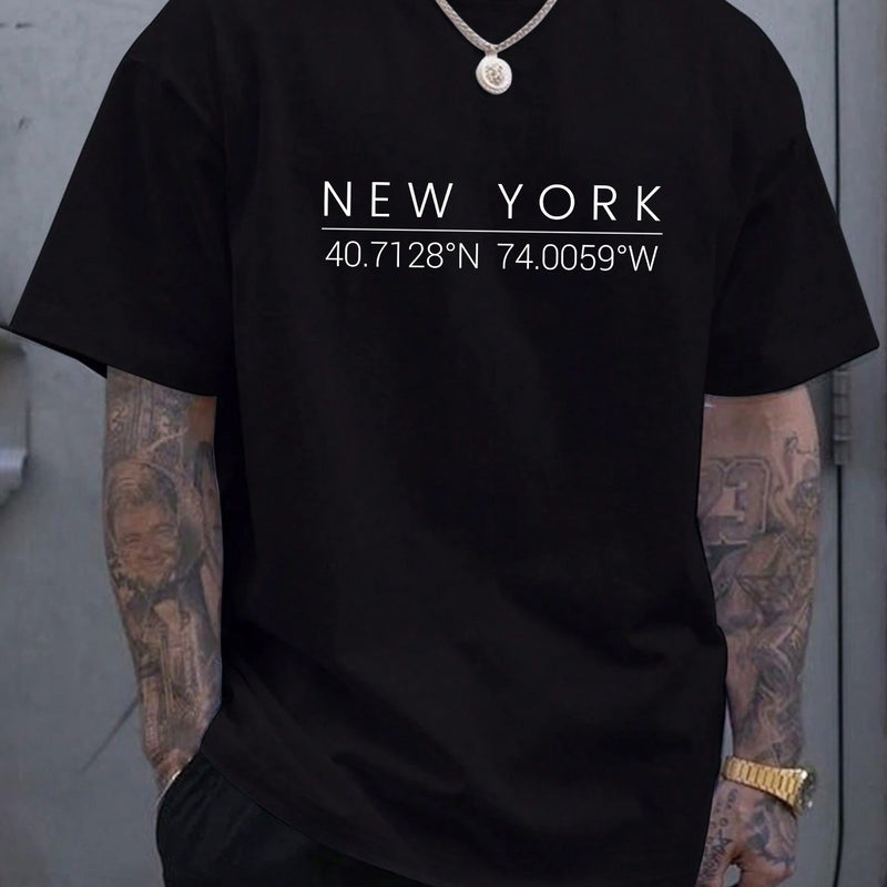 Plus Size Men's Summer Short-Sleeve Graphic Print T-Shirt.