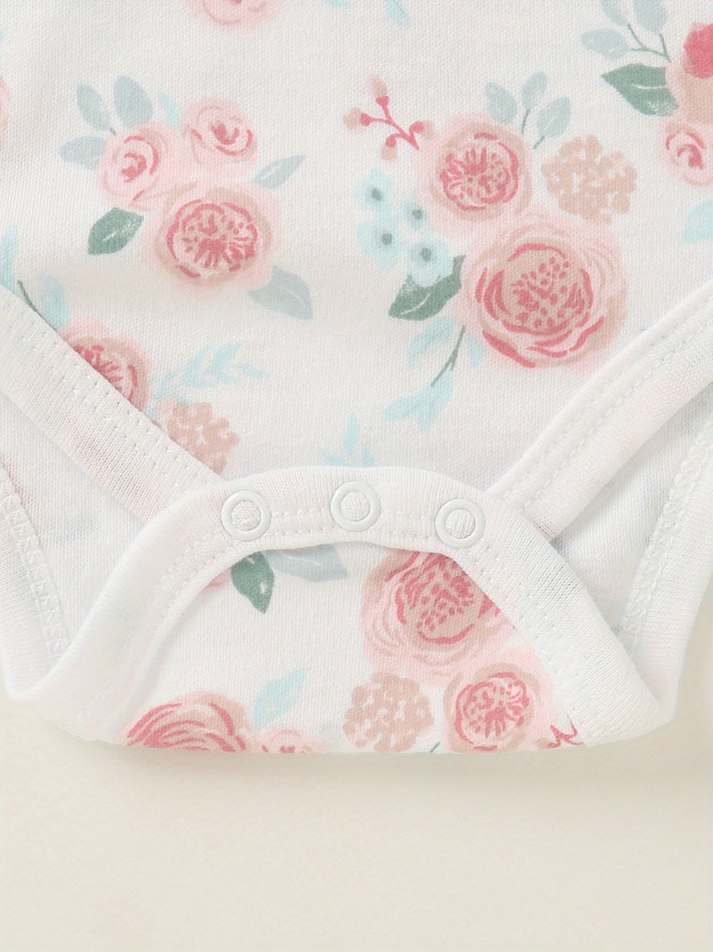 10pcs Newborn Baby Girl Romper with Letter Embroidery.