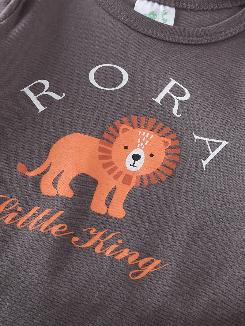 Three-Piece Set New Autumn And Winter Long-Sleeved Lion Elephant Cartoon.