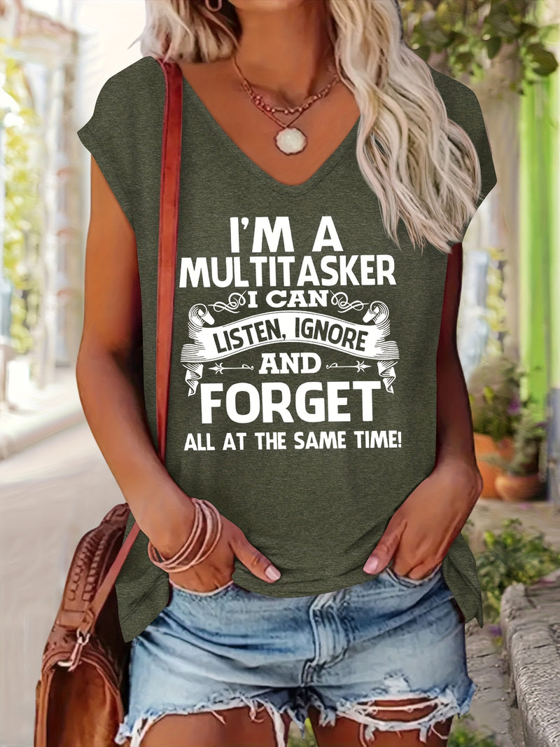 Women's Casual V-Neck Short Sleeve T-Shirt.