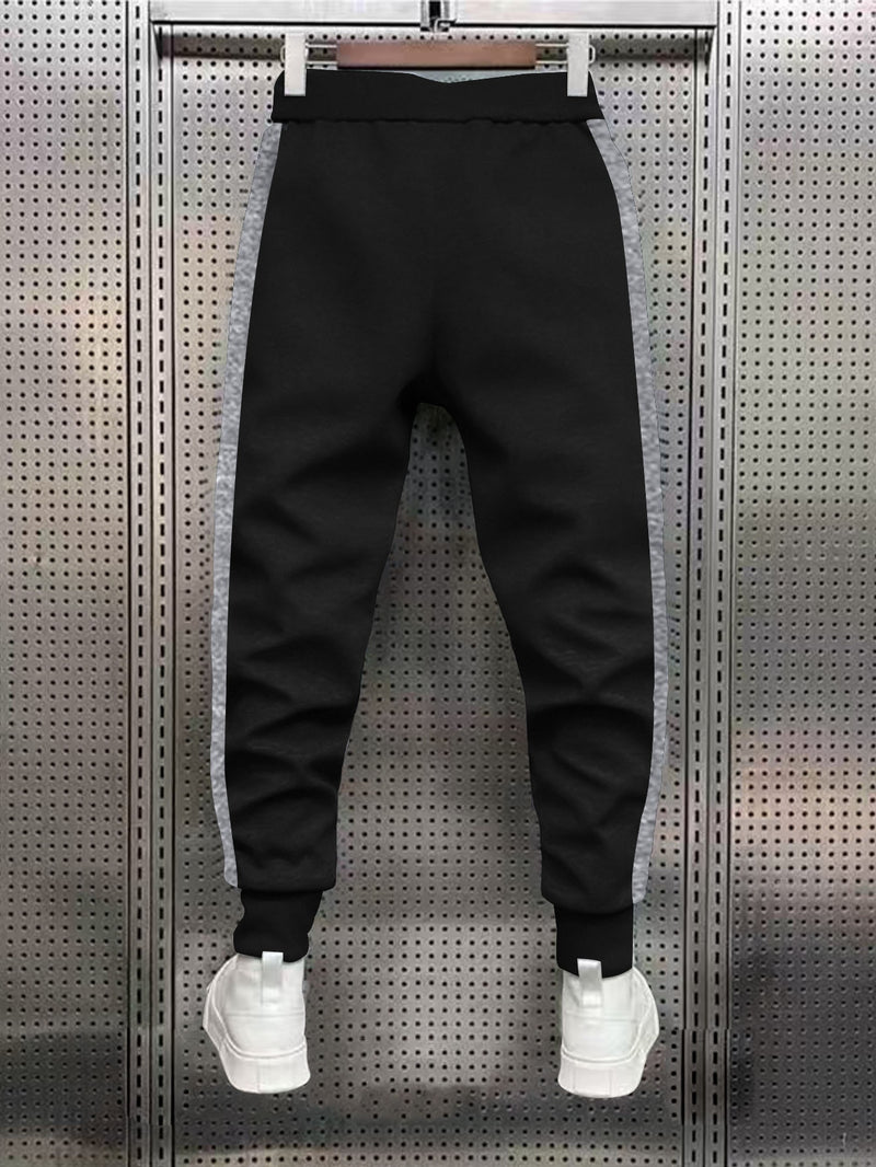fashionable Men's color blocked drawstring sports pants.