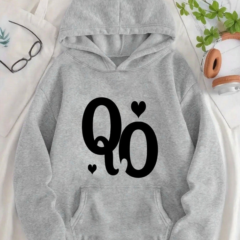 Black Letter Print Pattern on Sweatshirt.