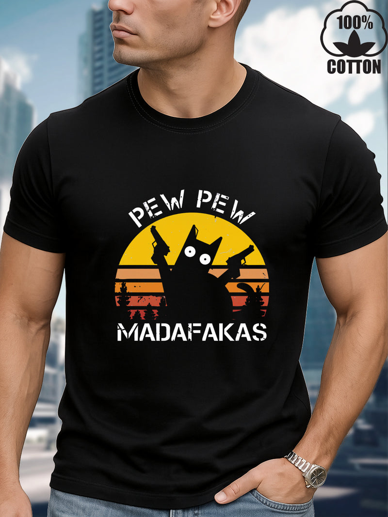 Men's And Women's T-Shirt - Black Pew Pew Madafakas Graphic.